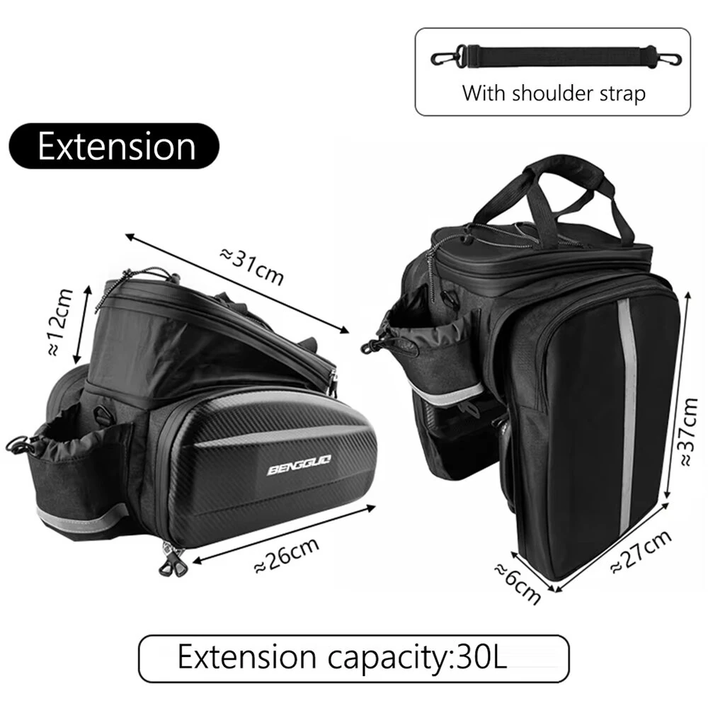 BENGGUO 17-30L EVA Hard Shell Bicycle Trunk Pannier with Reflector & Shoulder Strap Multi Functional Waterproof Rear Seat Frame Bag — view 10