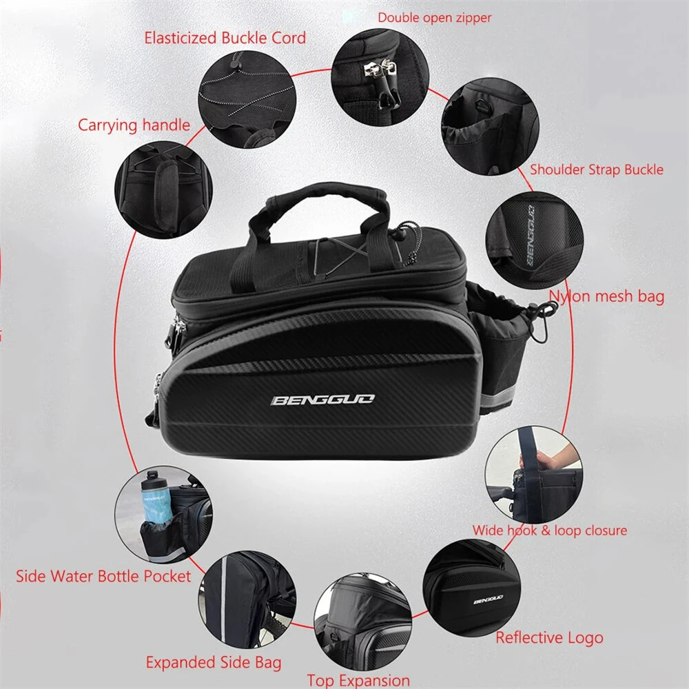 BENGGUO 17-30L EVA Hard Shell Bicycle Trunk Pannier with Reflector & Shoulder Strap Multi Functional Waterproof Rear Seat Frame Bag — view 7