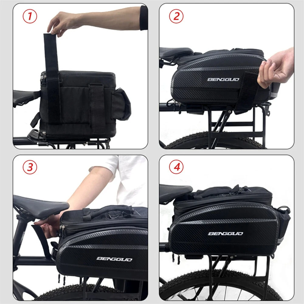 BENGGUO 17-30L EVA Hard Shell Bicycle Trunk Pannier with Reflector & Shoulder Strap Multi Functional Waterproof Rear Seat Frame Bag — view 9