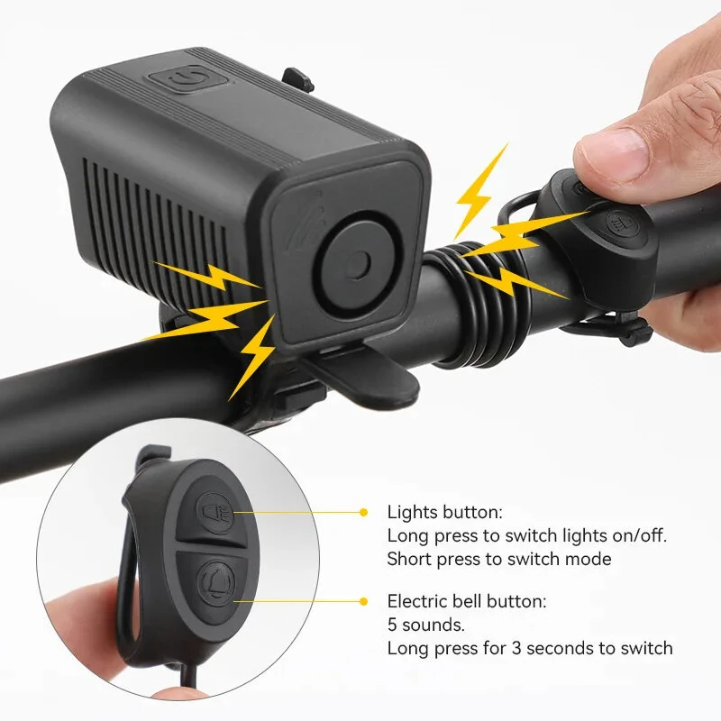 BENGGUO 2-in-1 LED Bicycle Front Light with Bell Horn 4 Super Bright LEDs 500mAh Battery Type-C Charging Safe for Night Cycling — view 2