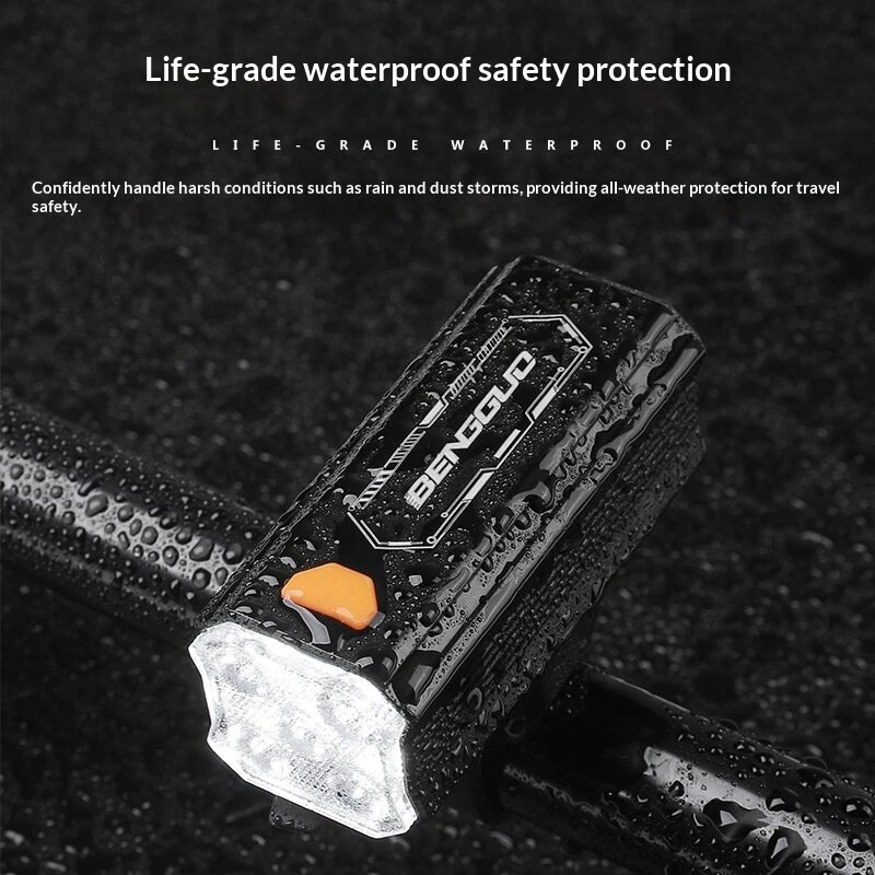 BENGGUO 400LM Aluminum Alloy Bicycle Headlight 5 LED Type-C Rechargeable Waterproof Bike Front Light for MTB Road Bike Riding — view 3