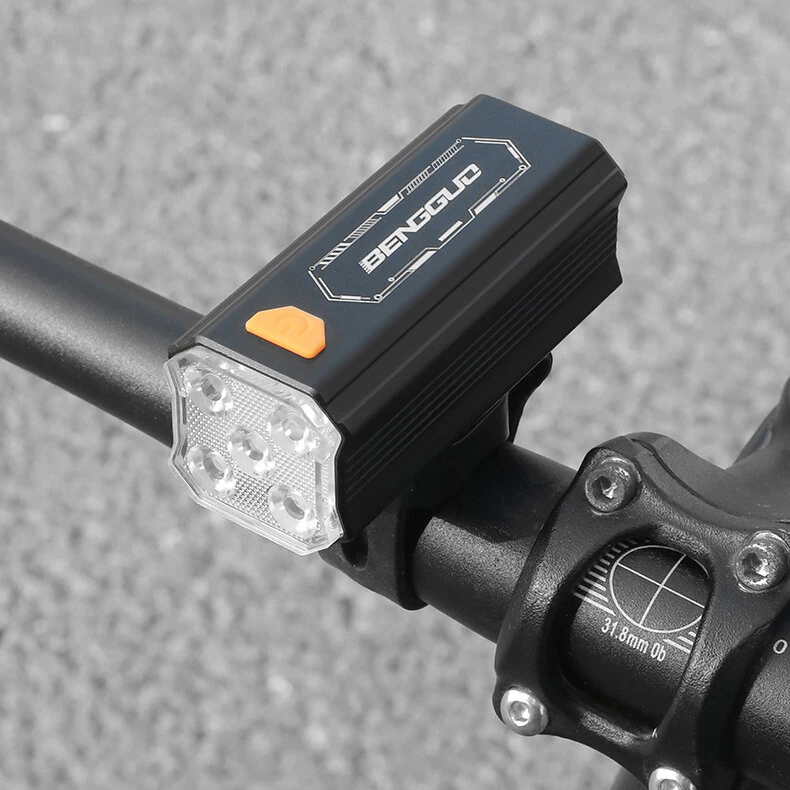 BENGGUO 400LM Aluminum Alloy Bicycle Headlight 5 LED Type-C Rechargeable Waterproof Bike Front Light for MTB Road Bike Riding — view 5