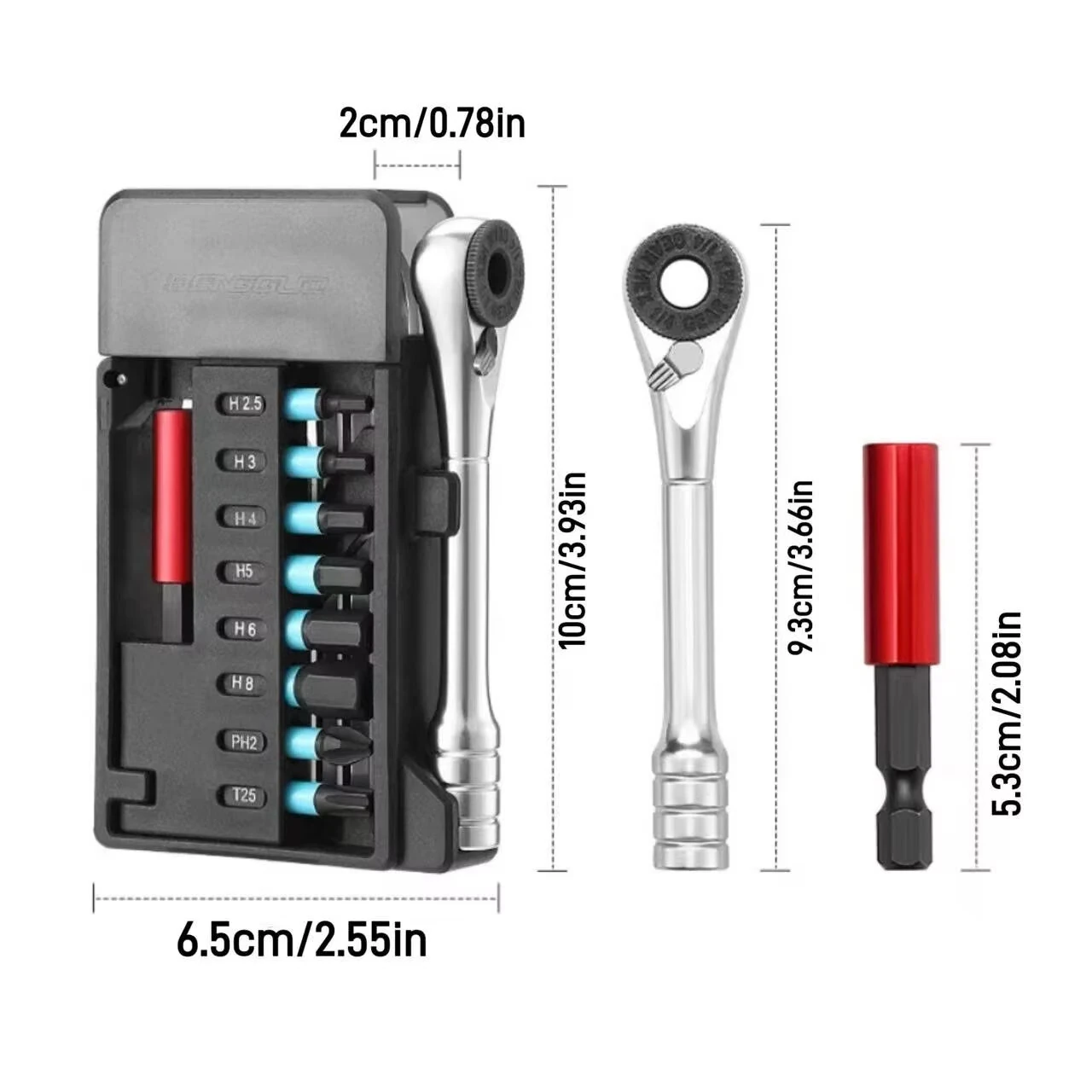 BENGGUO BG-9870 Flip-Top Bike Ratchet Tool Set Portable Multi-functional Bicycle Repair Tool Kit Hexagonal Wrench for MTB Road Bike — view 7