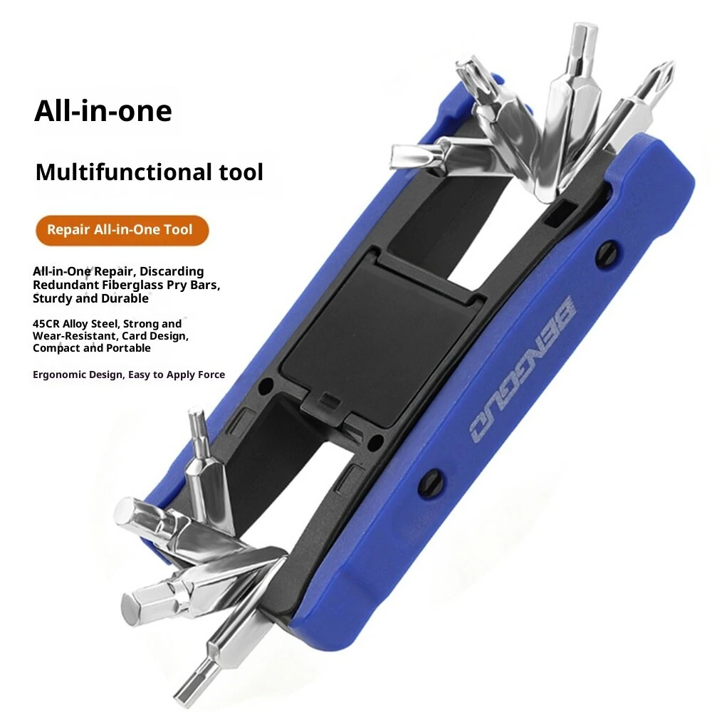 BENGGUO Bike Multi Mini Folding Repair Tool Portable Chain Splitter Cutter HexSpoke Wrench Screwdriver Multitool Portable Tire Repair Tool — view 2