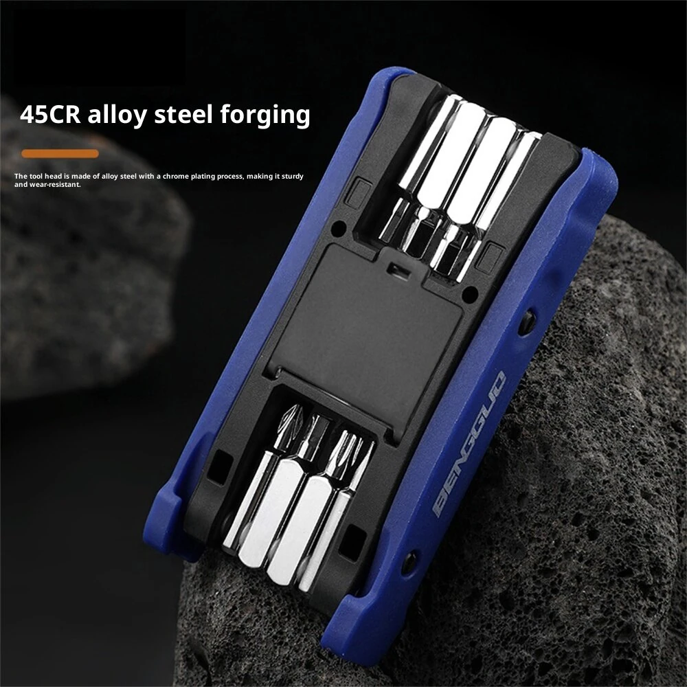 BENGGUO Bike Multi Mini Folding Repair Tool Portable Chain Splitter Cutter HexSpoke Wrench Screwdriver Multitool Portable Tire Repair Tool — view 3