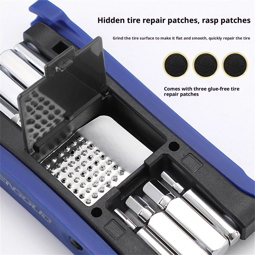 BENGGUO Bike Multi Mini Folding Repair Tool Portable Chain Splitter Cutter HexSpoke Wrench Screwdriver Multitool Portable Tire Repair Tool — view 4