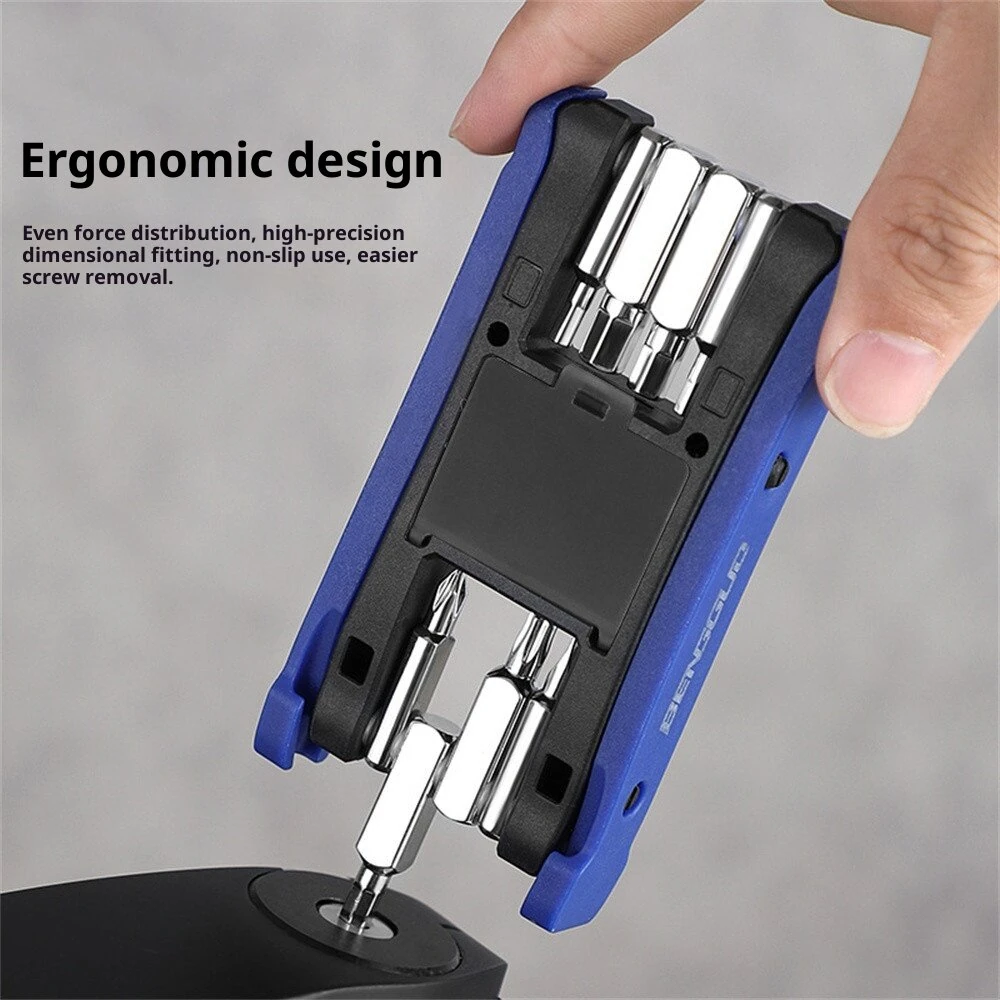 BENGGUO Bike Multi Mini Folding Repair Tool Portable Chain Splitter Cutter HexSpoke Wrench Screwdriver Multitool Portable Tire Repair Tool — view 5