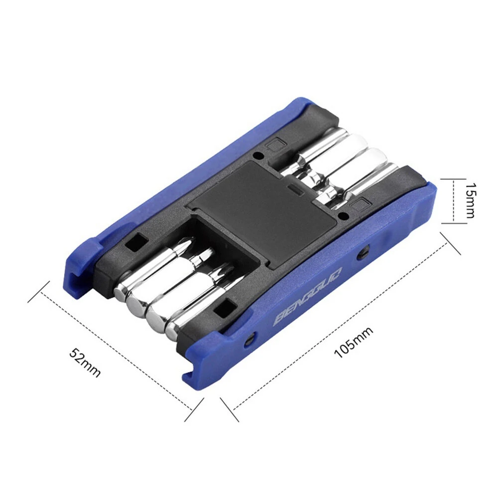BENGGUO Bike Multi Mini Folding Repair Tool Portable Chain Splitter Cutter HexSpoke Wrench Screwdriver Multitool Portable Tire Repair Tool — view 7