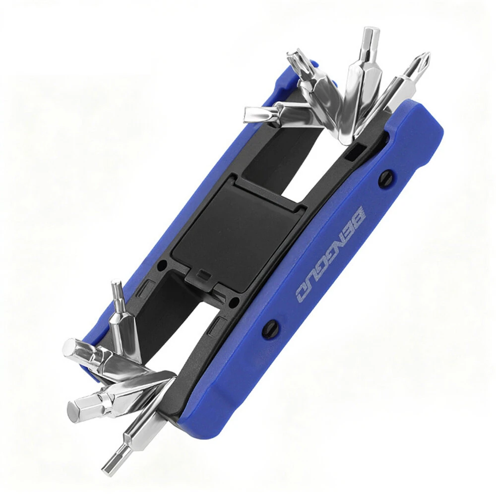 BENGGUO Bike Multi Mini Folding Repair Tool Portable Chain Splitter Cutter HexSpoke Wrench Screwdriver Multitool Portable Tire Repair Tool — view 9