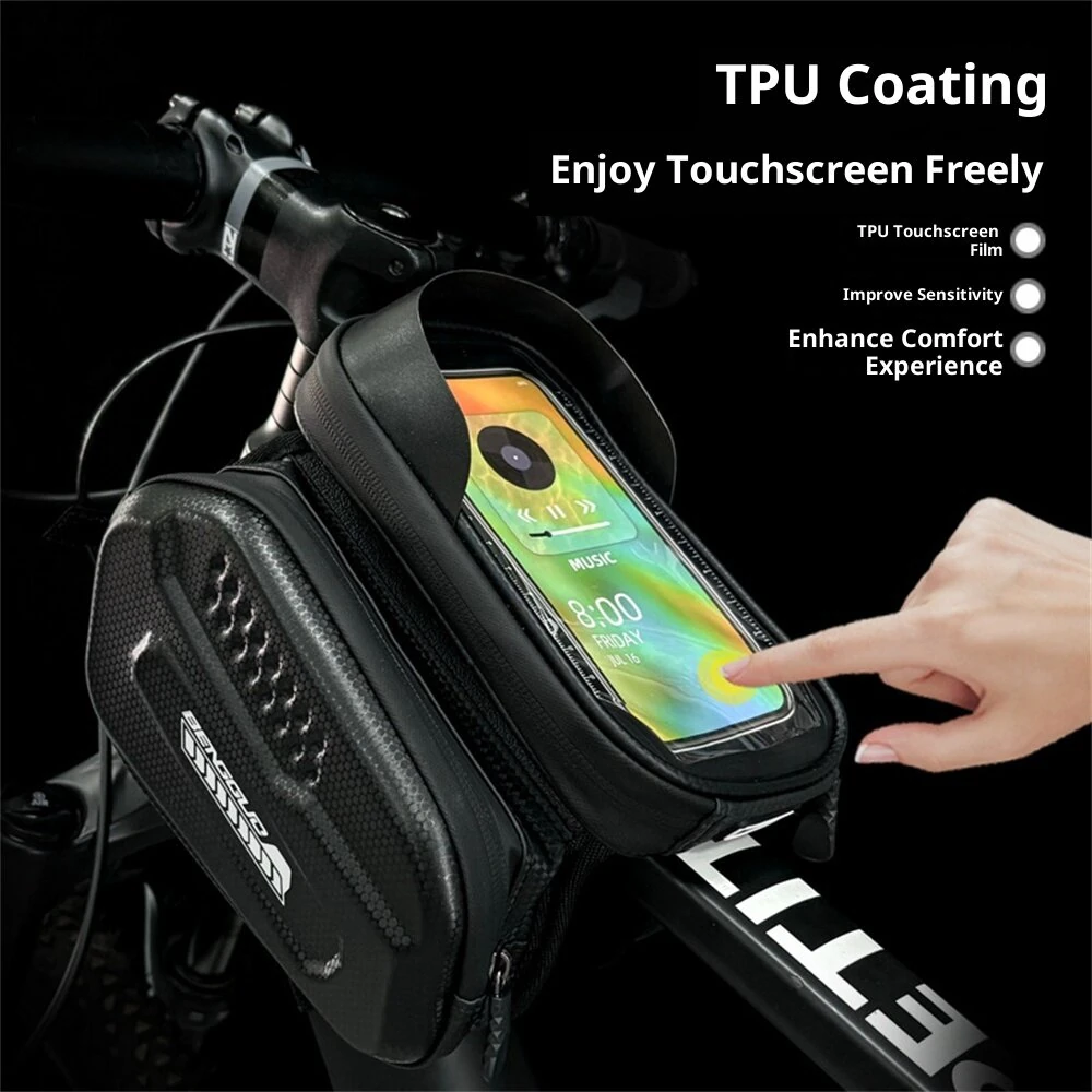 BENGGUO Bike Top Tube Bag Touchscreen 6.5'' Phone Holder Case Waterproof Reflective Large Capacity Front Beam Bag for MTB — view 4