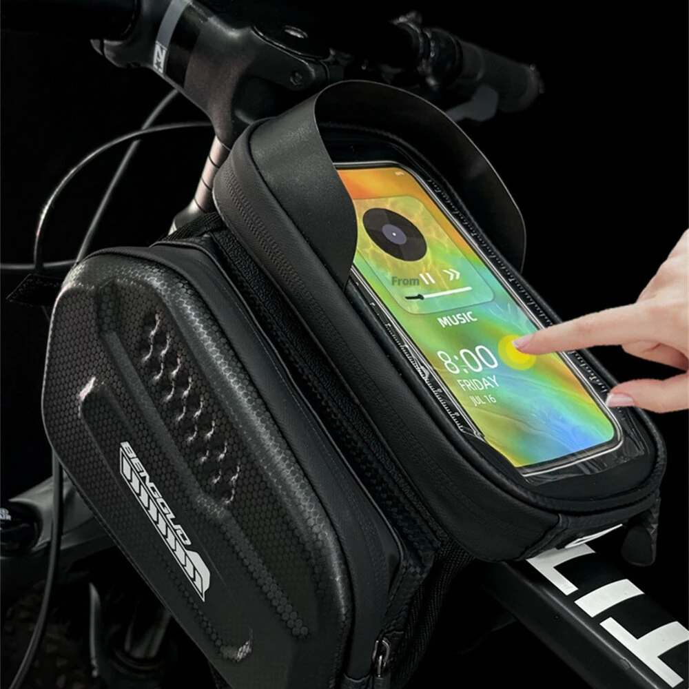 BENGGUO Bike Top Tube Bag Touchscreen 6.5'' Phone Holder Case Waterproof Reflective Large Capacity Front Beam Bag for MTB — view 7