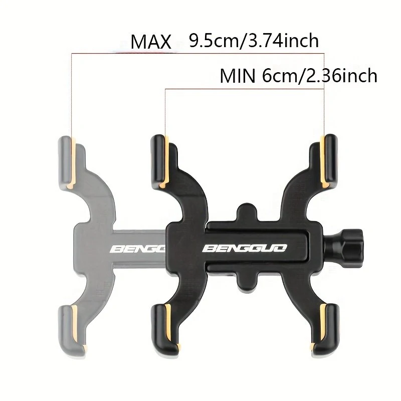 BENGGUO Four-Claw Bike Holder 360° Adjustable Shockproof Anti-fall Aluminum Alloy Handlebar Holder with Rubber Gasket for Motorcycle Bicycle Scooter Bracket — view 2