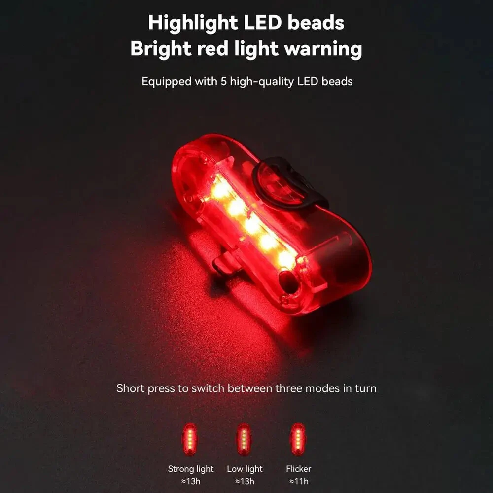 BENGGUO High Brightness Mini Bicycle Taillight 150mAH USB Charging Waterproof 3 Modes Bike Rear Light for Night Riding Safety Warning — view 5