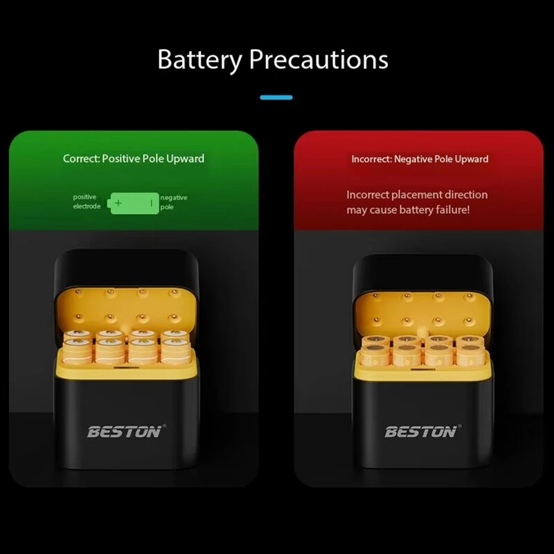 Beston M7037 8-Slot 1.5V Smart AA/AAA Lithium Battery Charger Case Fast Charging Battery Charger Smart Charging Compartment — view 6
