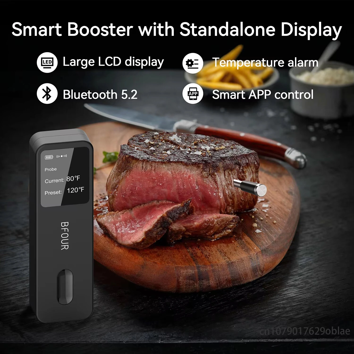 BF-30/BF-40 Wireless Meat Thermometer 328ft Long Range Bluetooth IP67 Waterproof Probes with LCD Booster for Grilling Smoker Oven BBQ — view 2