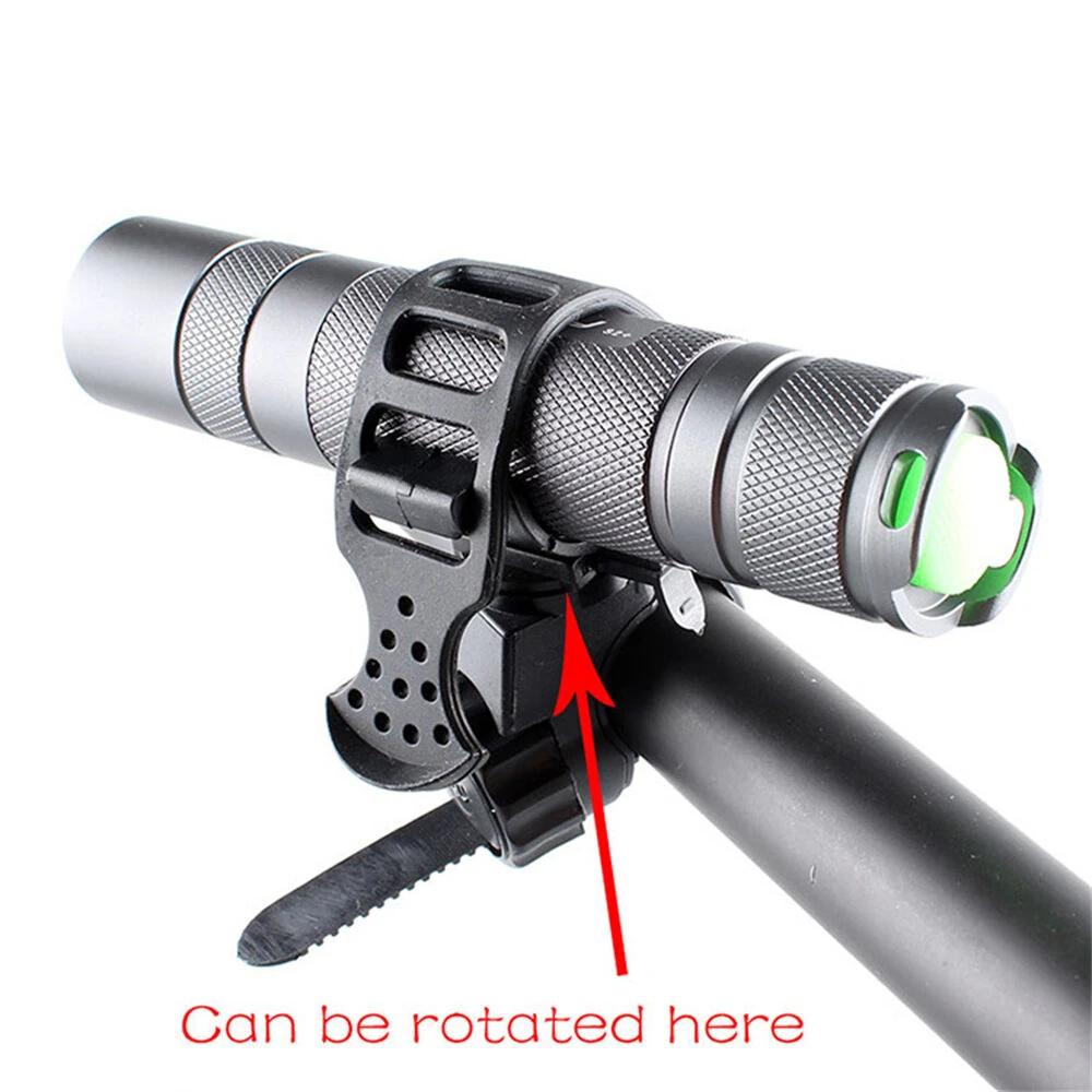 Bicycle Handlebar Light Bracket 360 Degree Rotatable Bike Lamp Holder LED Flashlight Plastic Clip Bike Light Mount Bracket — view 4