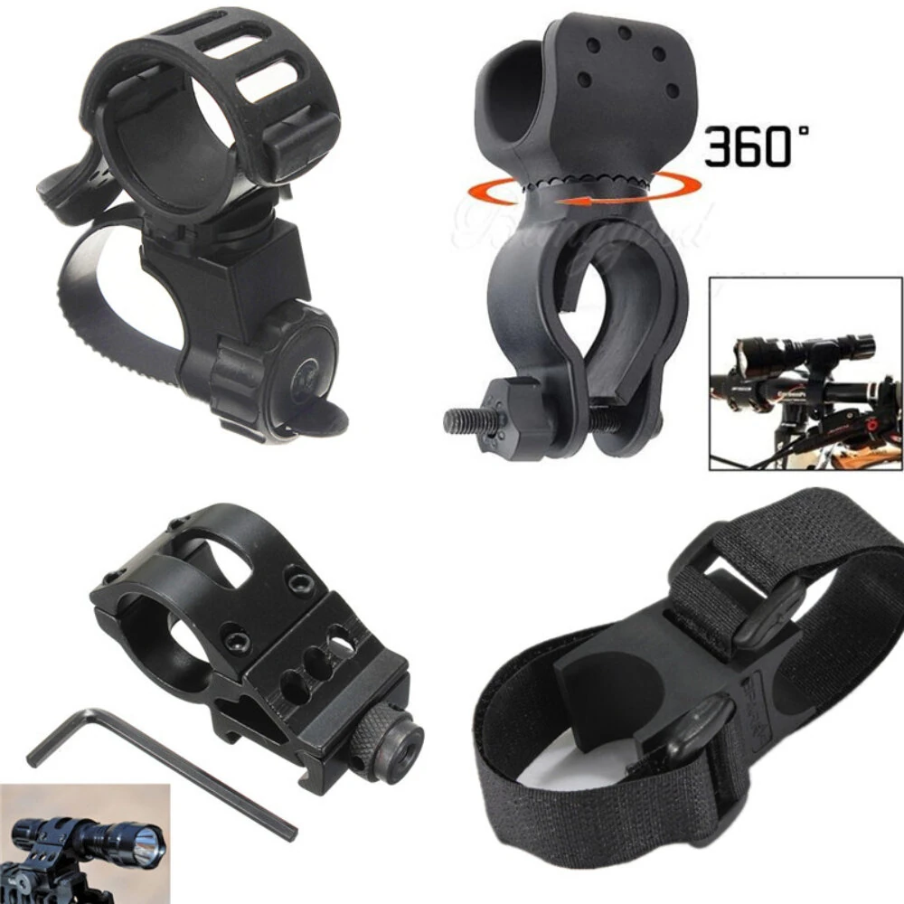 Bicycle Handlebar Light Bracket 360 Degree Rotatable Bike Lamp Holder LED Flashlight Plastic Clip Bike Light Mount Bracket — view 5