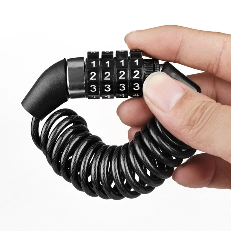 Bicycle Helmet Backpack Lock 4 Digit Combination Steel Wire Cable Lock — view 4