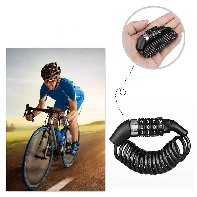 Bicycle Helmet Backpack Lock 4 Digit Combination Steel Wire Cable Lock — view 6