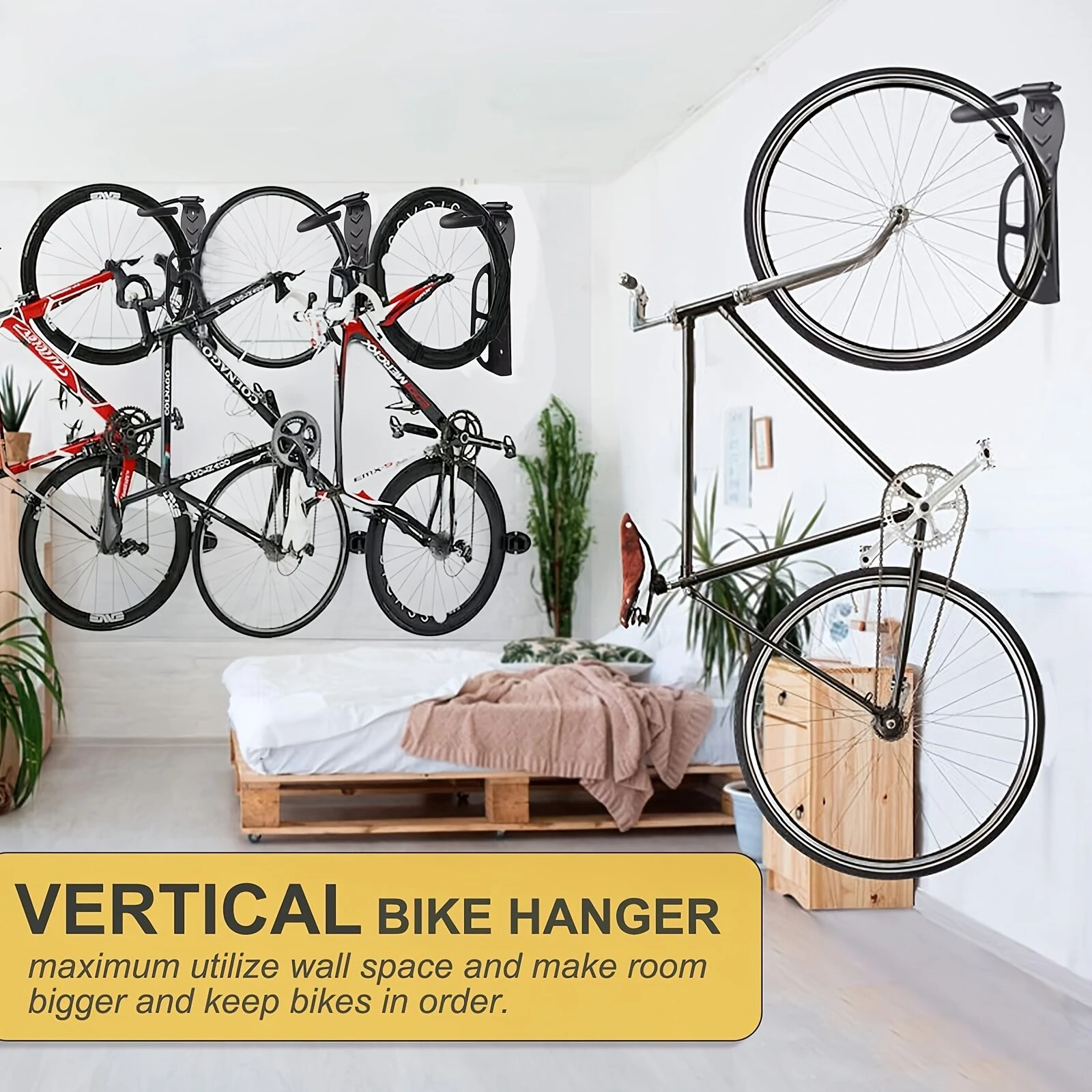 Bicycle Wall Mount Rack for MTB Road Bike Storage Fixed Hanging Hook Bike Support Stand Bracket Holder — view 2