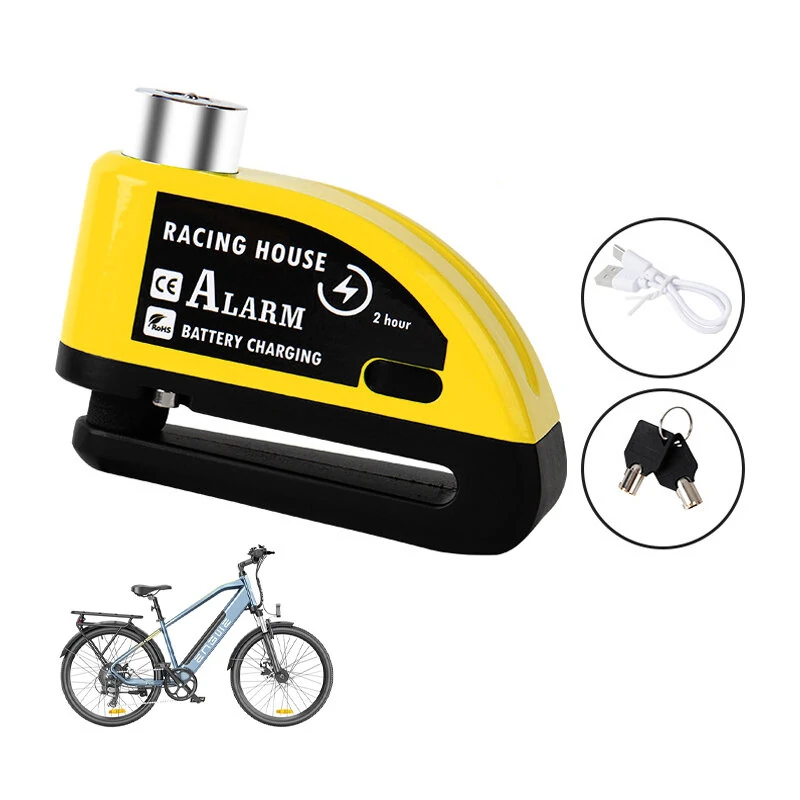 Bike Alarm Disc Brake Lock Security Anti-theft Type-C Rechargeable Large Capacity Battery Waterproof Aluminum Alloy Wheel Lock with 110dB Horn for Motorcycle Scooter — view 8