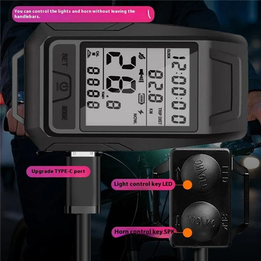 BIKIGHT 3 in 1 GPS Wireless Bicycle Computer 120dB Cycling Horn 900LM Bike Headlight Type-C Charging Speedometer Horn Light for MTB Night Riding Safety — view 5