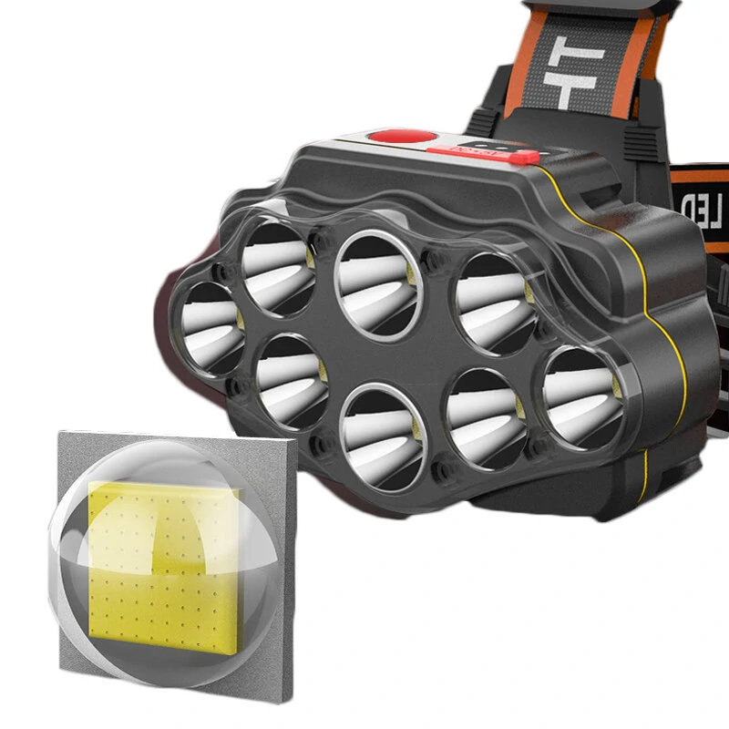 BIKIGHT 4-Modes 8*XPG LED Headlamp USB Rechargeable Long Shoot Camping Head Light 18650 Fishing Lantern Waterproof Head Torch Flashlight — view 2
