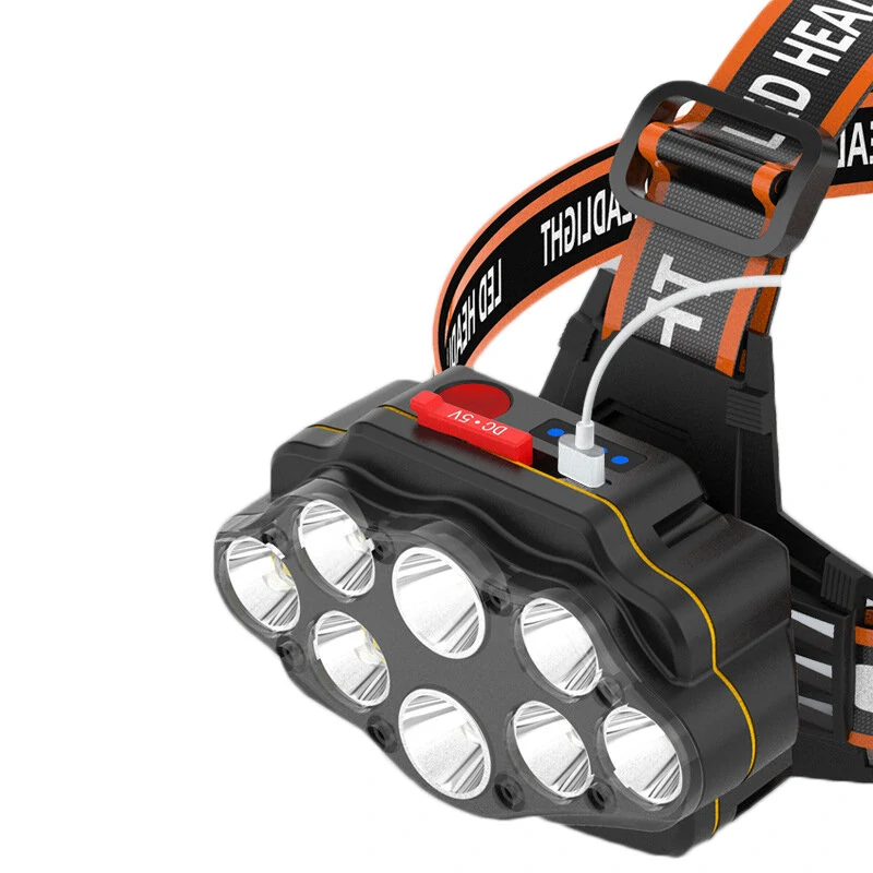 BIKIGHT 4-Modes 8*XPG LED Headlamp USB Rechargeable Long Shoot Camping Head Light 18650 Fishing Lantern Waterproof Head Torch Flashlight — view 3