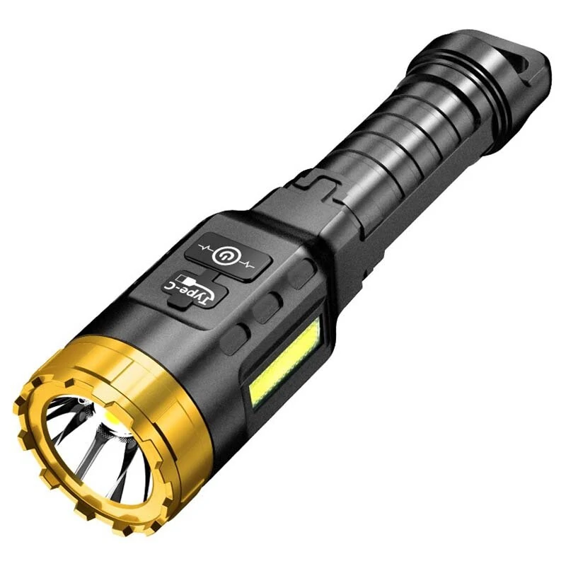 BIKIGHT 885 LED+COB 500m Long Range Strong LED Flashlight With COB Side Light Type-C USB Rechargeable Portable LED Torch Lamp Powerful Spotlight — view 2