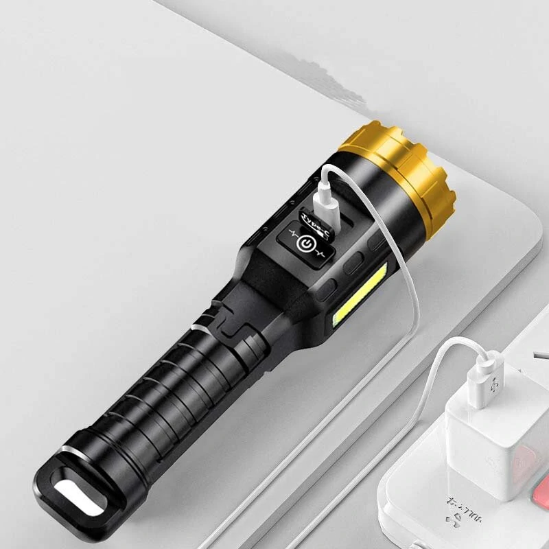 BIKIGHT 885 LED+COB 500m Long Range Strong LED Flashlight With COB Side Light Type-C USB Rechargeable Portable LED Torch Lamp Powerful Spotlight — view 4