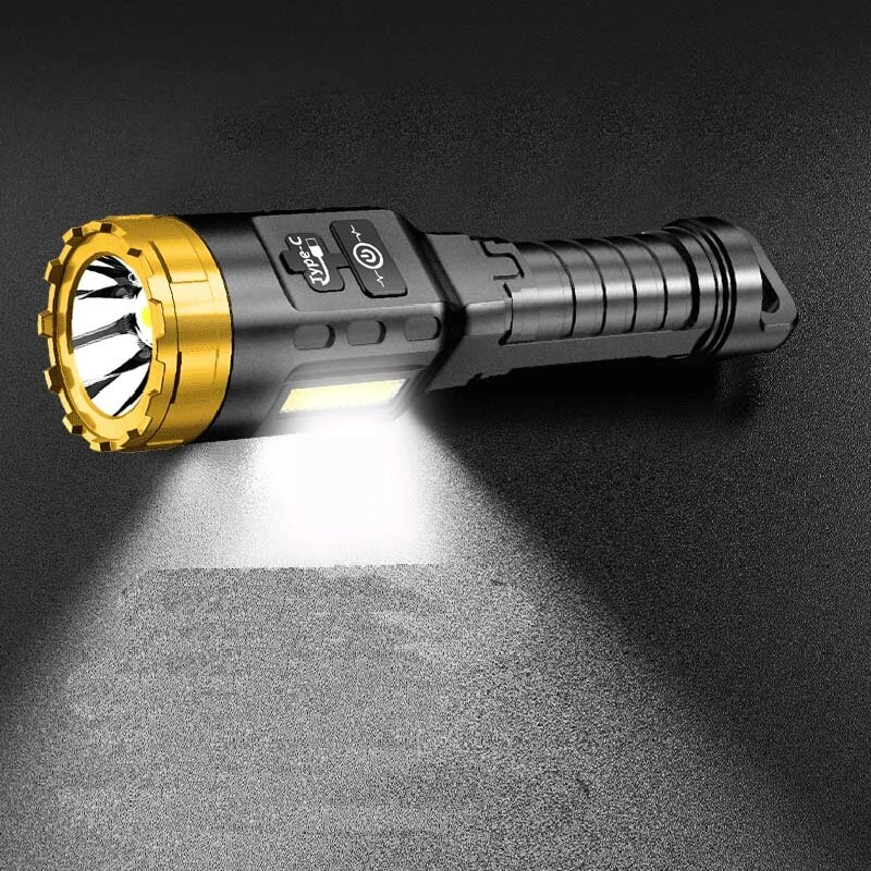 BIKIGHT 885 LED+COB 500m Long Range Strong LED Flashlight With COB Side Light Type-C USB Rechargeable Portable LED Torch Lamp Powerful Spotlight — view 6
