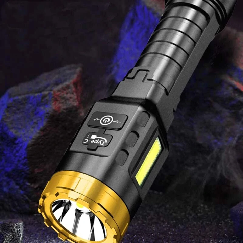 BIKIGHT 885 LED+COB 500m Long Range Strong LED Flashlight With COB Side Light Type-C USB Rechargeable Portable LED Torch Lamp Powerful Spotlight — view 7
