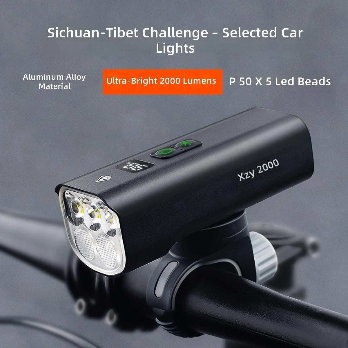 BIKIGHT Anti-glare Bicycle Light 2000LM USB-C Rechargeable 4000mAh Waterproof 200M Range Digital Display for MTB, Scooter — view 2