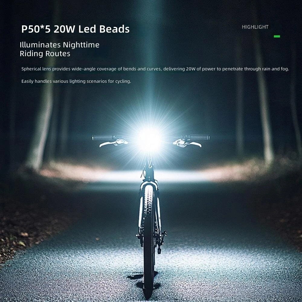 BIKIGHT Anti-glare Bicycle Light 2000LM USB-C Rechargeable 4000mAh Waterproof 200M Range Digital Display for MTB, Scooter — view 3