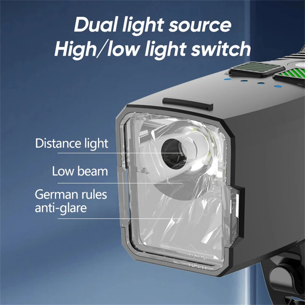 BIKIGHT B4 120dB Tweeter Anti-Fog Bicycle Headlight Smart Light Sensing Digital Display Wireless Remote Control Bike Light for Night Cycling — view 6
