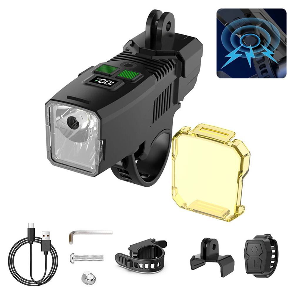 BIKIGHT B4 120dB Tweeter Anti-Fog Bicycle Headlight Smart Light Sensing Digital Display Wireless Remote Control Bike Light for Night Cycling — view 8