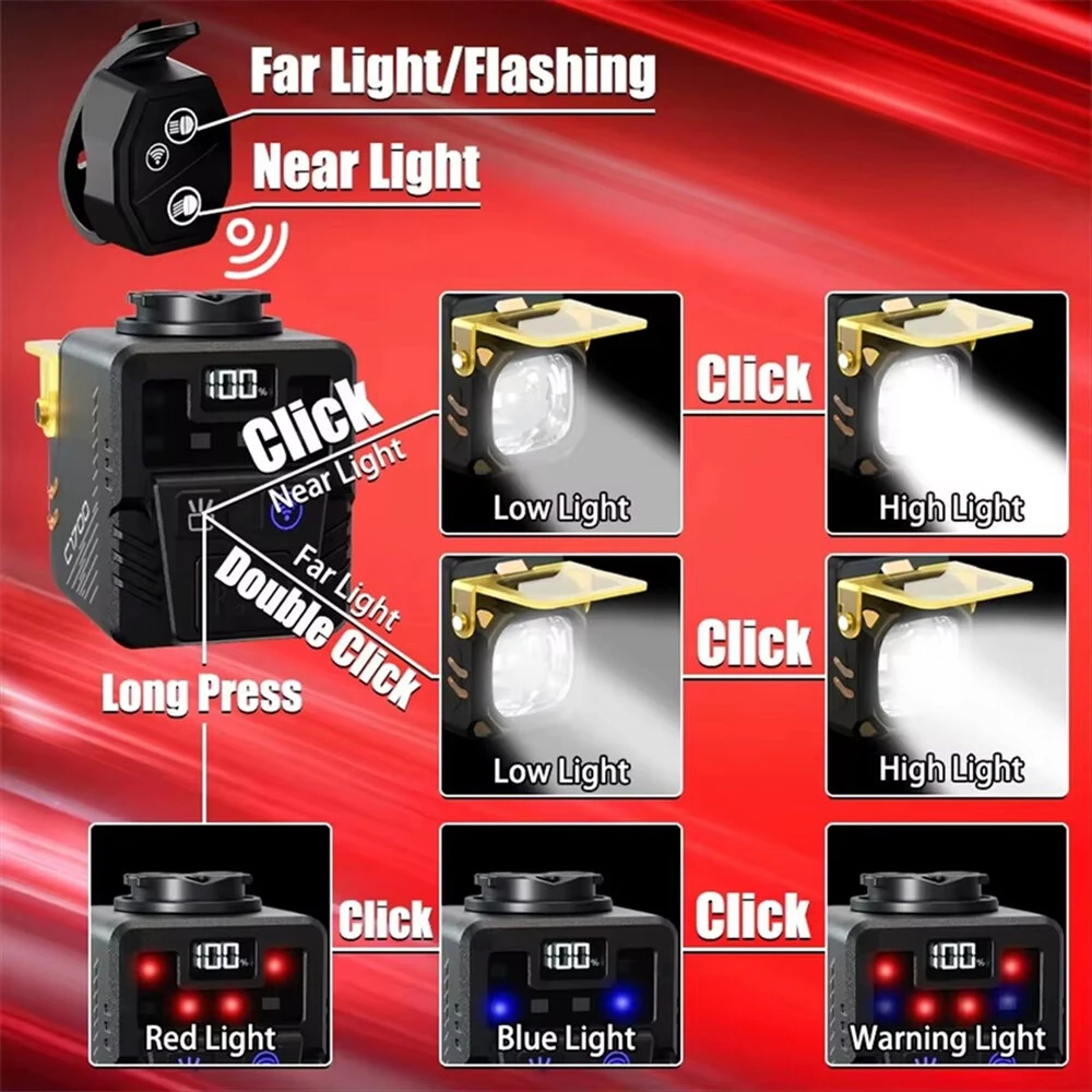 BIKIGHT Bicycle Front Light with Wireless Remote USB-C Rechargeable 8 Modes Cycling Headlight with Power Bank Waterproof for Night Riding — view 6