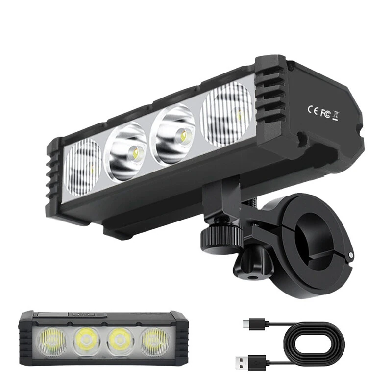 BIKIGHT Bicycle Headlight 1000 Lumen USB C Rechargeable 4-LED Front Light with Digital Display MTB Lamp for Night Riding — image 1