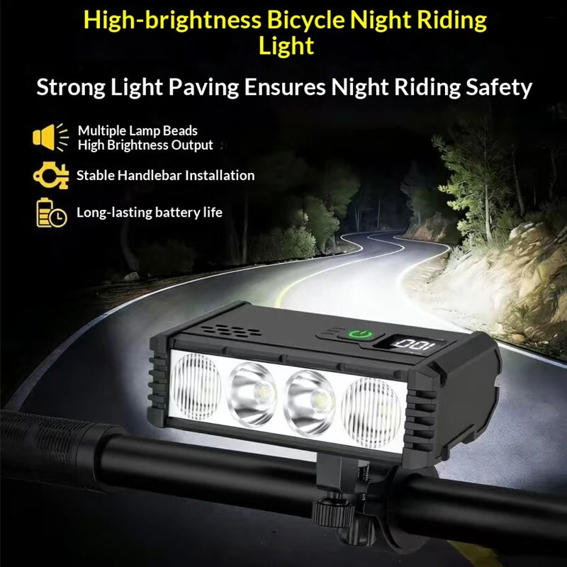 BIKIGHT Bicycle Headlight 1000 Lumen USB C Rechargeable 4-LED Front Light with Digital Display MTB Lamp for Night Riding — view 2