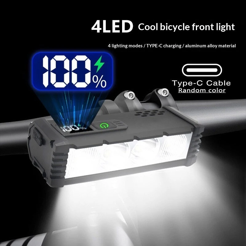 BIKIGHT Bicycle Headlight 1000 Lumen USB C Rechargeable 4-LED Front Light with Digital Display MTB Lamp for Night Riding — view 3
