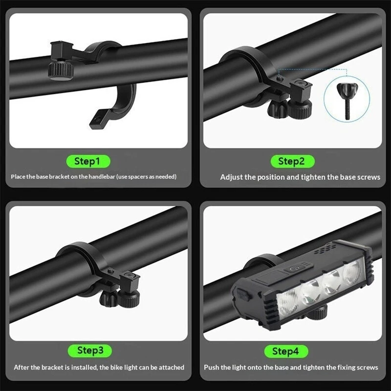 BIKIGHT Bicycle Headlight 1000 Lumen USB C Rechargeable 4-LED Front Light with Digital Display MTB Lamp for Night Riding — view 5