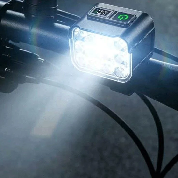 BIKIGHT Bicycle Headlight Combo Kit Rechargeable Digital Display High Brightness 12 LEDs Mountain Bike Night Riding Light Set — view 4