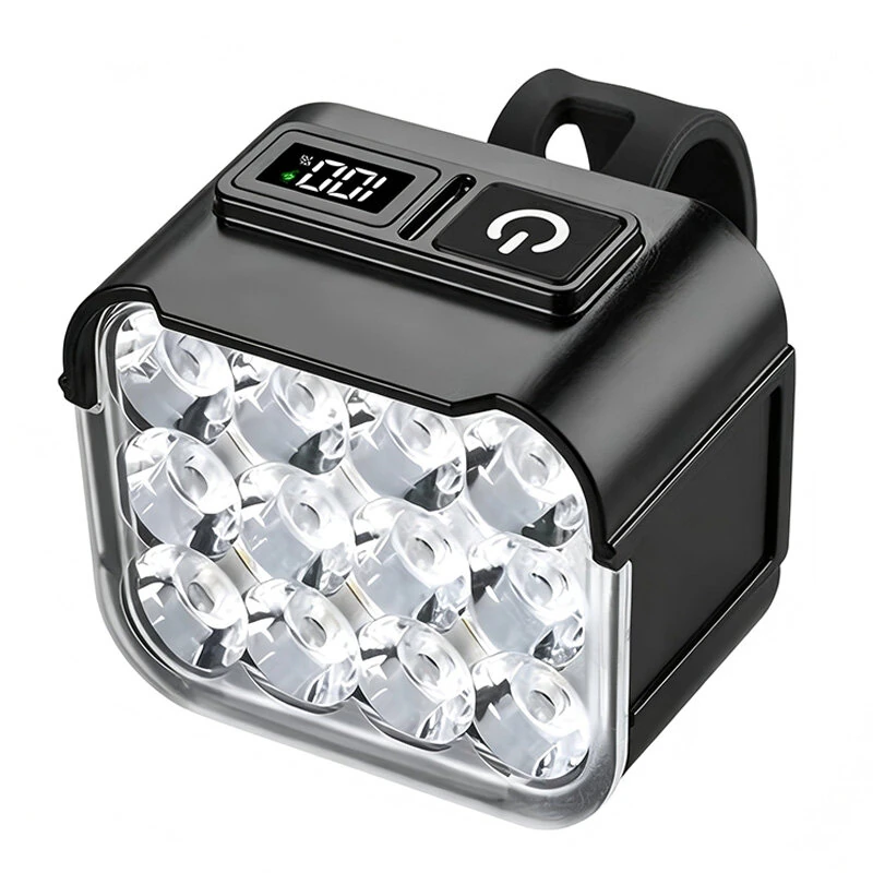BIKIGHT Bicycle Headlight Combo Kit Rechargeable Digital Display High Brightness 12 LEDs Mountain Bike Night Riding Light Set — view 6