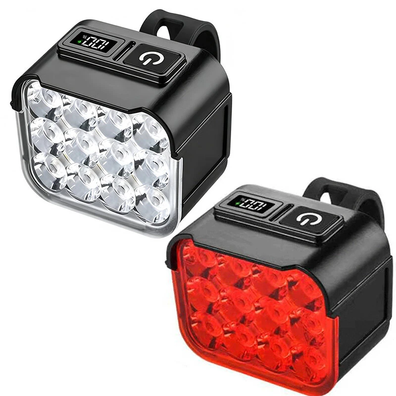 BIKIGHT Bicycle Headlight Combo Kit Rechargeable Digital Display High Brightness 12 LEDs Mountain Bike Night Riding Light Set — view 8