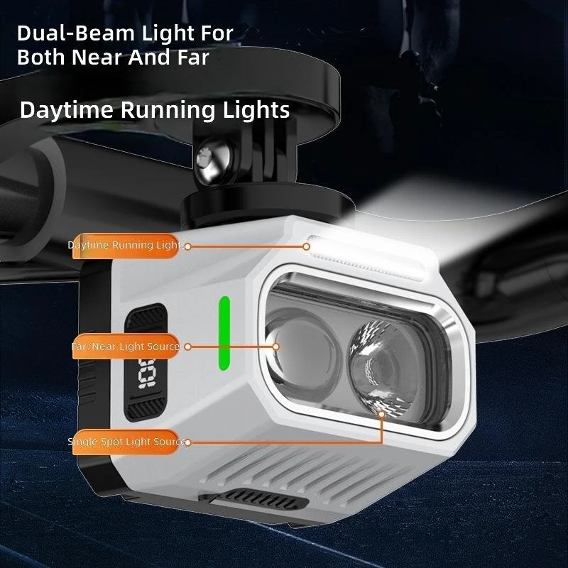 BIKIGHT Bicycle Light 3200mAh USB-C Rechargeable Bike Headlight High Low Beam DRL LCD Display Aluminum Alloy Cycling for MTB, Scooter — view 5