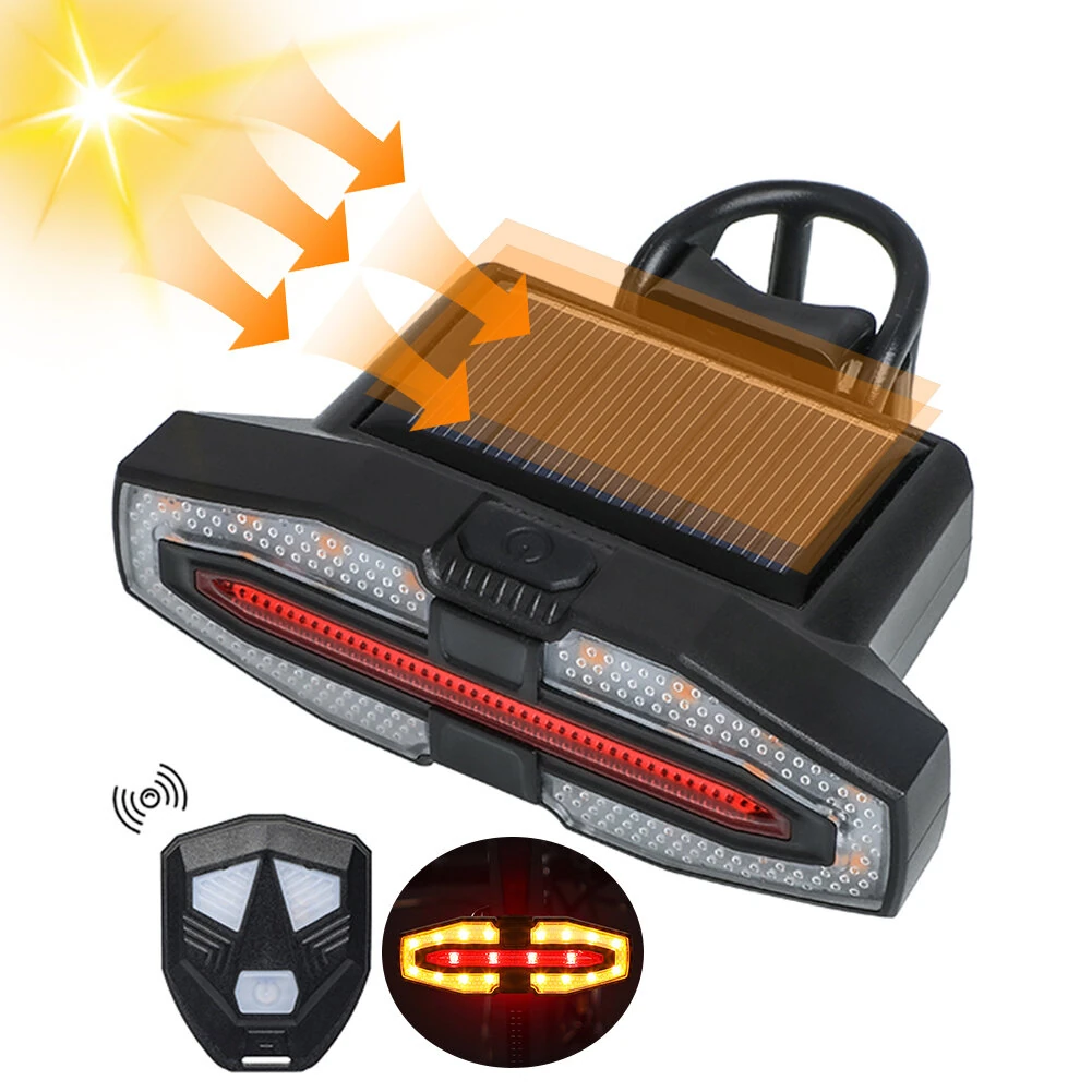 BIKIGHT Bicycle Solar Charging Wireless Remote Control Turn Signal Taillights USB Rechargeable Waterproof Bike Rear Light for Outdoor Night Riding Safety — BIKIGHT