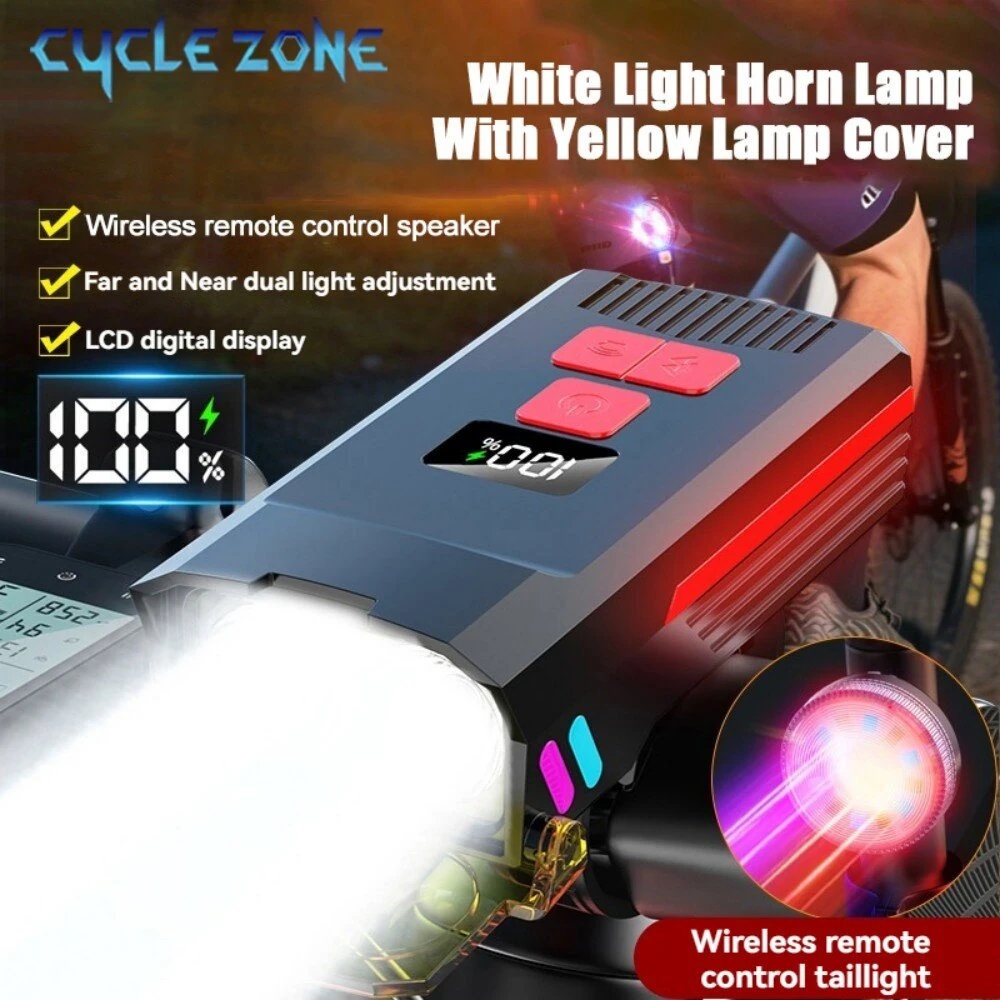 BIKIGHT Bluetooth Pairing Bicycle Light Set 120dB Horn Bike Headlight with Anti-fog Cover Matching Colorful Bike Taillight for Night Cycling Safety — view 2
