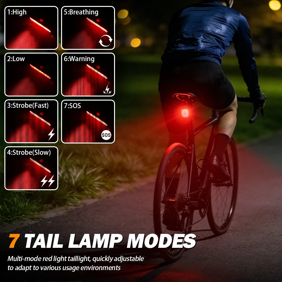 BIKIGHT E083 Bicycle Headlight Taillight Type-C Charging Waterproof Lightweight Cycling Bike Light Set for Outdoor MTB Night Riding Safety — view 9