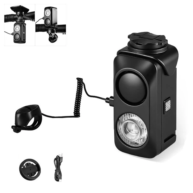 BIKIGHT Hanging Bicycle Horn Headlight Wired Control 120 dB Electric Bell 360LM Bike Front Light for Road/MTB Night Cycling Safety — view 7