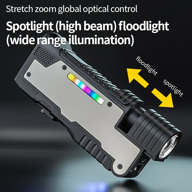 Bikight M20 Rechargeable Flashlight Work Light with Laser Light Tripod Mount Magnetic Tail Zoomable COB Side Light RGB Lamp IPX4 for Camping Repair Emergency — view 3